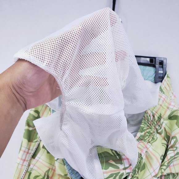 Bugatchi Uomo Green Plaid Tropical Swim Trunks Shorts Pockets Beach Ocean - Picture 14 of 14